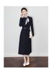 French Solid Color Inner Layer Base Shirt & Chenille Vest Dress Two-Piece Set
