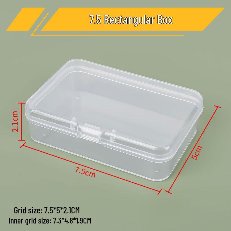 Scatola portaoggetti compatta in plastica trasparente da 3,5x3,5x2 cm per tappi per le orecchie lunghi