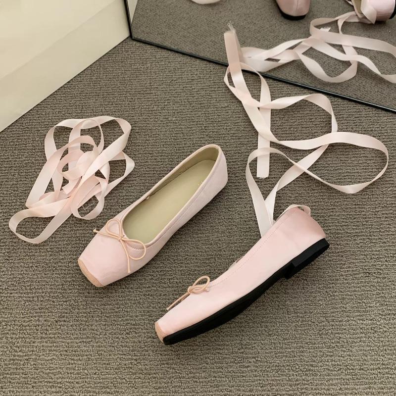 Women's Shoes Flower Design Square Toe Single Shoes Soft Soled Ballet Flats Fashion Shallow Mouth Single Shoes Zapatos De Mujer
