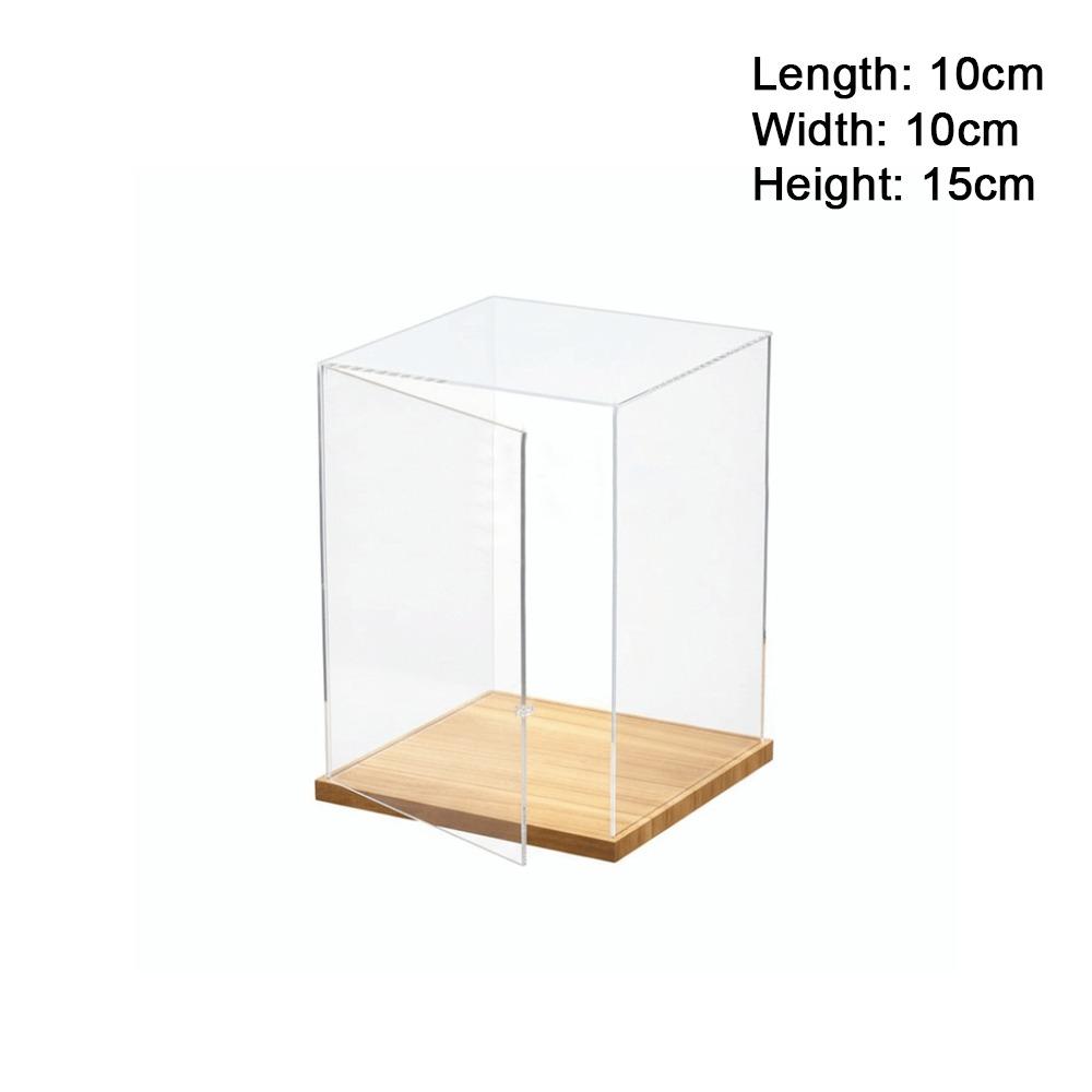 Transparent Acrylic Acrylic Display Case Stackable Design No-glue Assembly Dustproof Cover Wooden Bottom Display Box