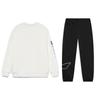 Li-Ning Letter Logo Printed Warm Fleece Loose Pullover Sweatshirt And Cuffed Knit Elastic Waist Long Pants Casual Sports Suit AWDRF44-3+AKLTD71-1