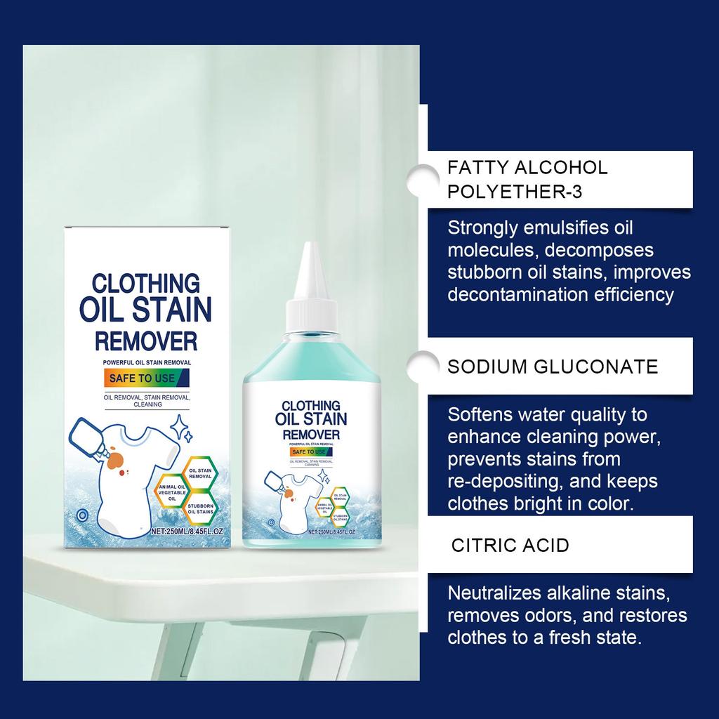 Clothing Oil Stain Remover, A Powerful Cleaning Agent For Removing Dirt And Grime, Is Specially Designed For Clothes To Remove Stains,250ML