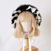 Ligwon Lolita Maid Lace Hat with Hair Mori Gothic Small School Tea Party Hat, Bonnet, Hat, Ribbon, Accessory, Girl, Lolita, Princess, Doll, Face,