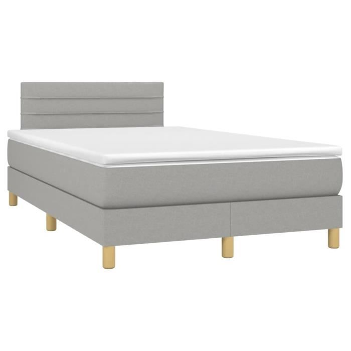 3140681 vidaXL Lit à sommier tapissier avec matelas Gris clair 120x200cm Tissu