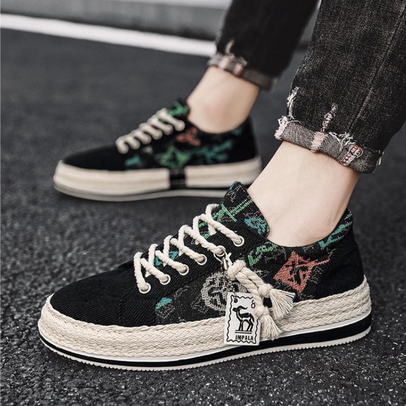 Scarpe Casual da Uomo alla Moda con Plateau Tomaia in Tessuto Allacciate Sneakers Traspiranti Passeggio in Città Estive Scarpe di Tela da Uomo Zapatos Hombre
