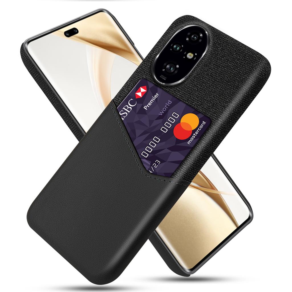 For Honor 200 Pro 5G Case PU Leather Card Slot Cloth Texture Hard PC Phone Cover