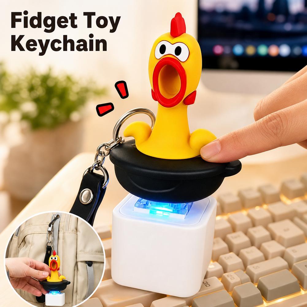 Creative Chicken Fidget Toy Keychain Rechargeable Keychain With Sound & LED Lights Funny Keyboard Clicker Stress Relief Toys