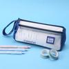 Clain Blue Pencil Case With Large Capacity And Zipper Closure For Students And Office Use