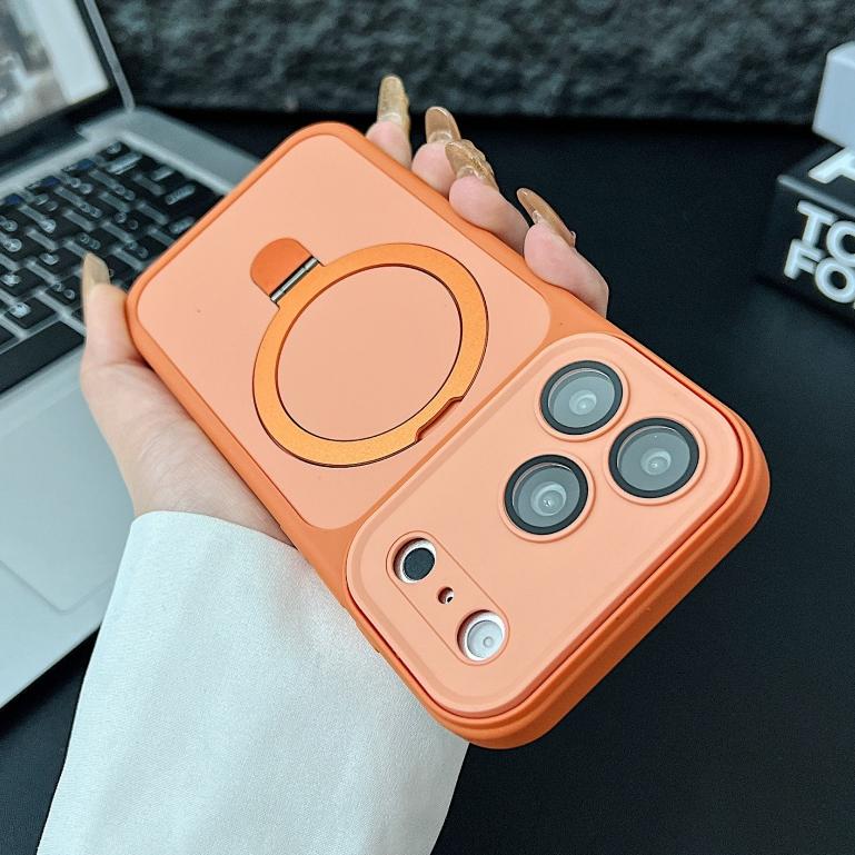 Luxury Color Contrast Magnetic Bracket Case for iPhone 16 17 Pro Max 14 15 Plus 11 12 13 for Magsafe Stand Lens Protection Cover
