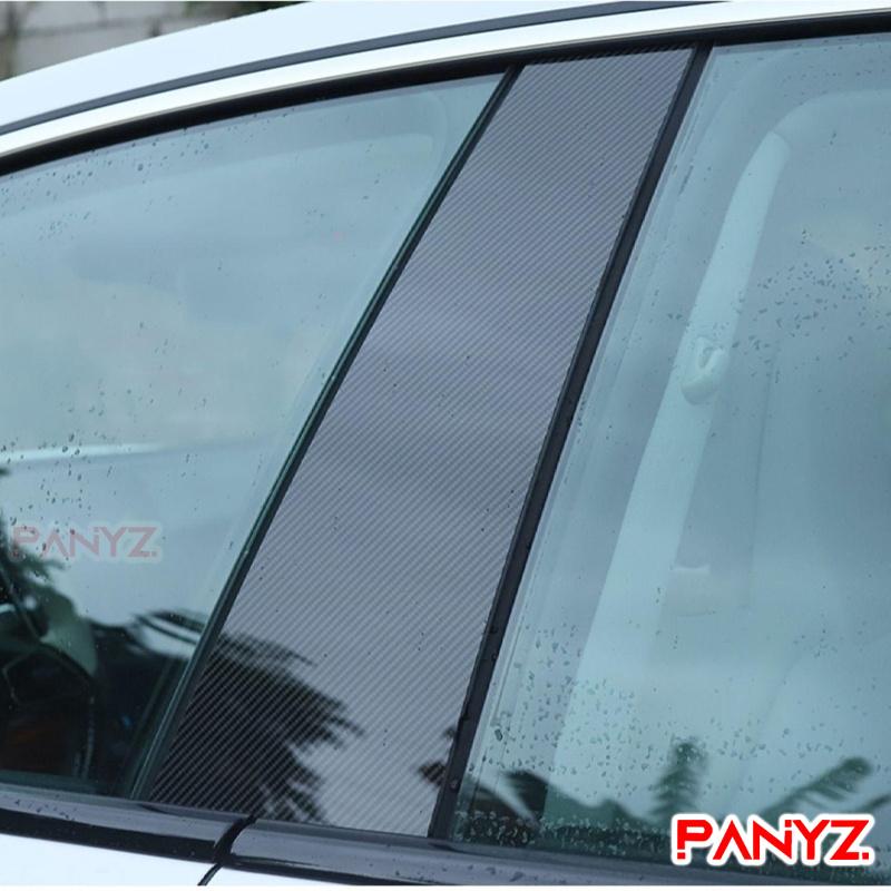 6Pcs Carbon fibre Car Door Window Trim Pillar Posts Decorative Cover Trim For Jaguar XE XEL 2015- Auto