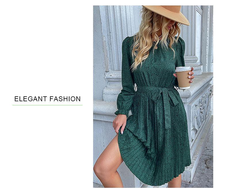 2024 Autumn Women's Long Sleeve Tie-up Leopard Print Dress