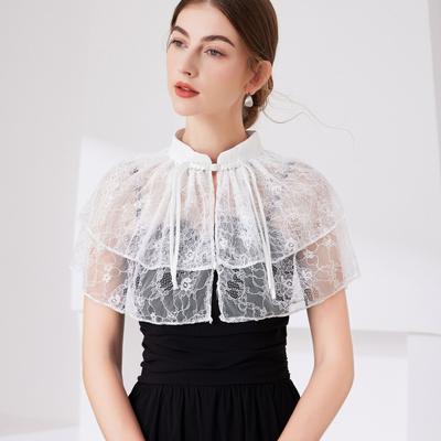 Spitze Blumenhemd Abnehmbarer Kragen für Damen Falscher Kragen Schal Mode Schulterwickel Falscher Kragen Weiblicher Schnürschal
