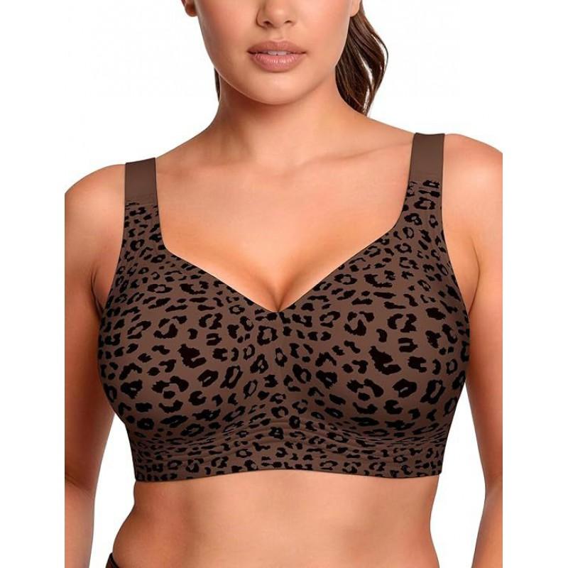 LetsJoli Womens Wireless Full Coverage Bra Comfort Push Up Seamless Plus Size Everyday