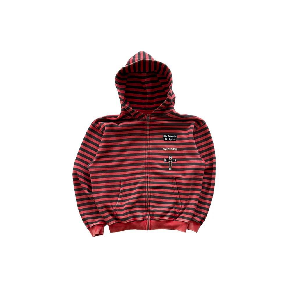 Herren- und Damen-Modetrend Harajuku ins High Street gestreifter Reißverschluss-Hoodie Y2k Europäische und amerikanische Kleidung