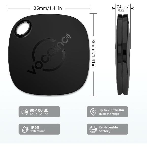 VOCOlinc Key Finder, Luggage Tracker Tag Item Locator Compatible with Find My (iOS Only), Smart Tag Bluetooth Tracker for Keys, Wallet, Bags,