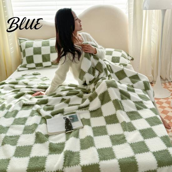 Soft Baby Blanket Bed for Fluffy Checkered Plush Breathable Chessboard Pattern Weaved Polyester All Season