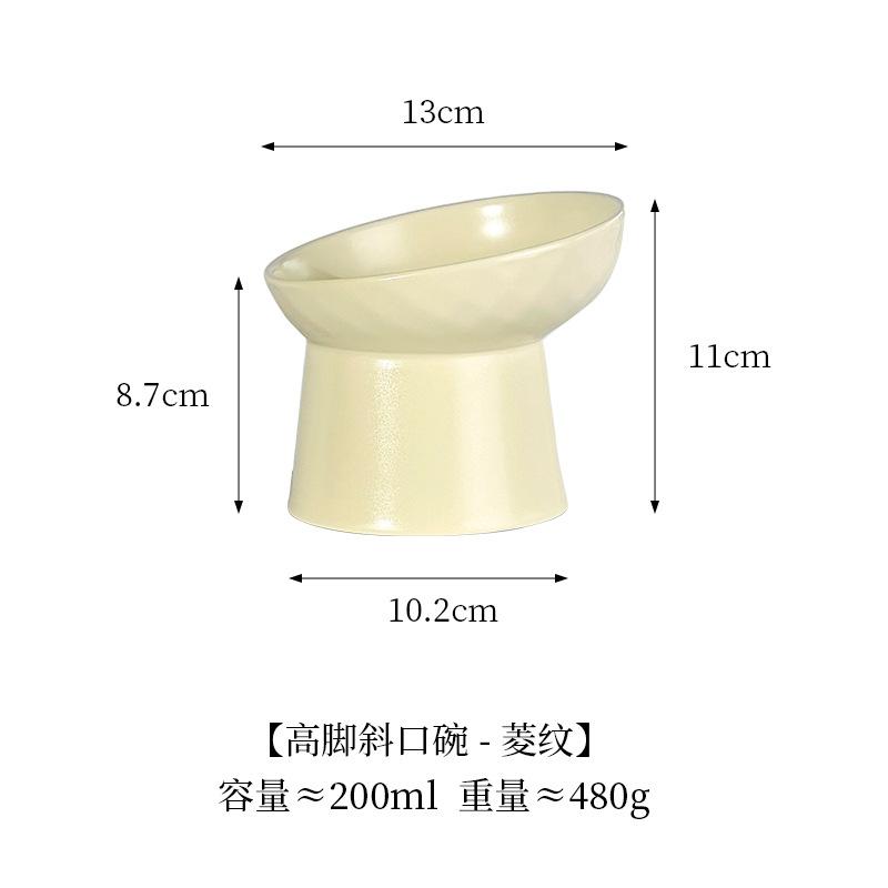 Raised Diamond Pattern Slant Rim Pet Bowl Cat Bowl Dog Bowl Neck Support Dog Dish Water Bowl for Pets