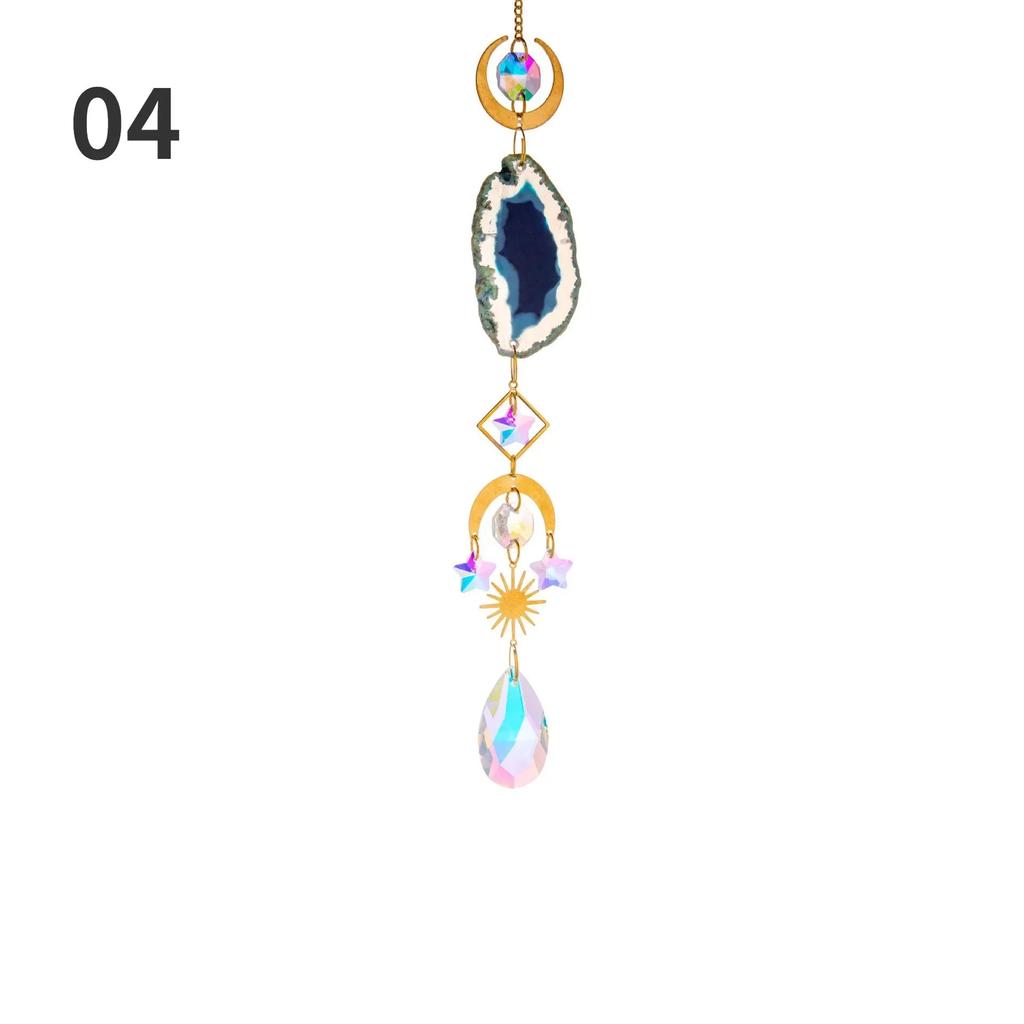 1 Pcs Crystal Prism Ball with Agate Slices Window Prisms Suncatcher Clear Wind Chimes Hanging Ornaments