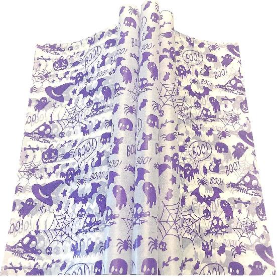 100pcs Halloween Wax Paper Sheet, Food Picnic Printed with Ghost, Spider, Pumpkin and Spiderweb, Greaseproof, Waterproof Dry Hamburger Liners