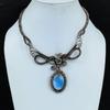 Owyhee Opal Necklace Handmade Jewelry, 999 Copper Wire Wrapped Necklace Designer Gemstone Jewelry Adjustable Chain Necklace Gift For Mom
