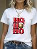 (Asian Size) Leopard Trend Merry Christmas Women's Top Short Sleeve T-shirts O-neck T Shirt Print Fashion Casual New Year Clothing Graphic Tee