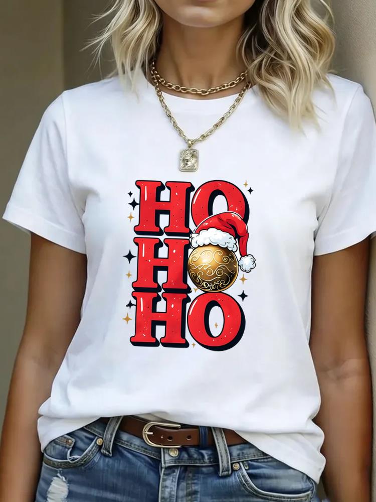 (Asian Size) plaid truck Merry Christmas Women's Top Short Sleeve T-shirts O-neck T Shirt Print Fashion Casual New Year Clothing Graphic Tee