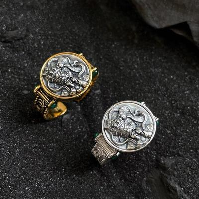 Inele în Stil Retro Zakiram cu Model de Iarbă Tang pentru Bărbați și Femei, Inel la Modă și Versatil