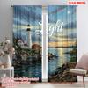 2pcs 2D Flat Printing Scene Curtains Be A Light See 100% Polyester Fabric Without Electricity 0 Use for Holiday Parties Home