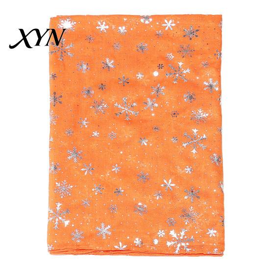 Cozy Christmas Party Scarf Glitter Sparkly Foil Snowflake Print for Women, Warm Fashionable Neckwear Theme Shawl Wrap, Fall Winter Lightweight