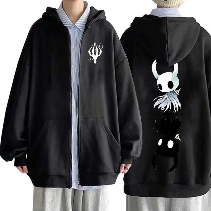 Φούτερ με Φερμουάρ Hollow Void Hollow Knight Ανδρική Μόδα Φούτερ με Κουκούλα Όλα τα Στυλ Άνδρες Γυναίκες Anime Μαύρο Φαρδύ Ζακέτα με Φερμουάρ
