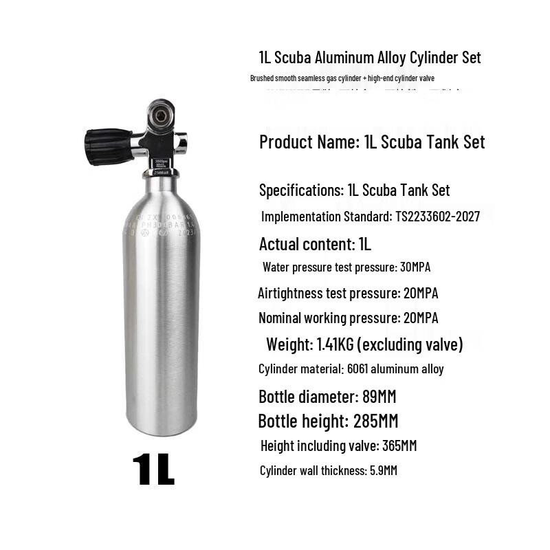 WEZHO 1L Aluminum Diving Air Tank with Valve