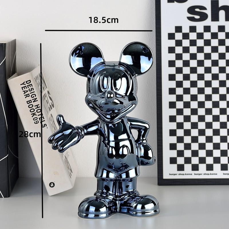 Disney Cartoon Anime Mickey Mouse Figure Statue Resin Plating Welcome Gesture Sculpture Mickey Ornaments Coffee Bar Home Decor