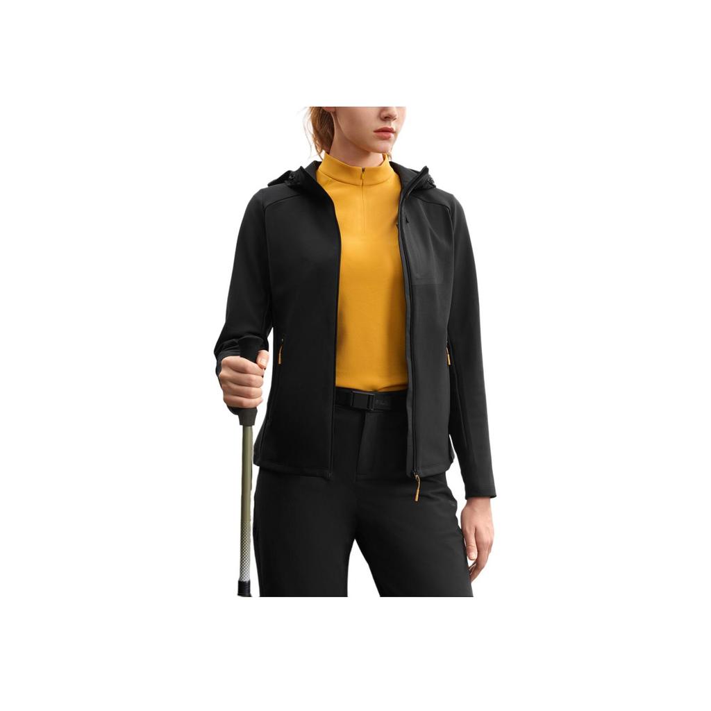 Fila Casual Versatile Knitted Hooded Jacket Women Jackets Deep-Black A11W517501FBK