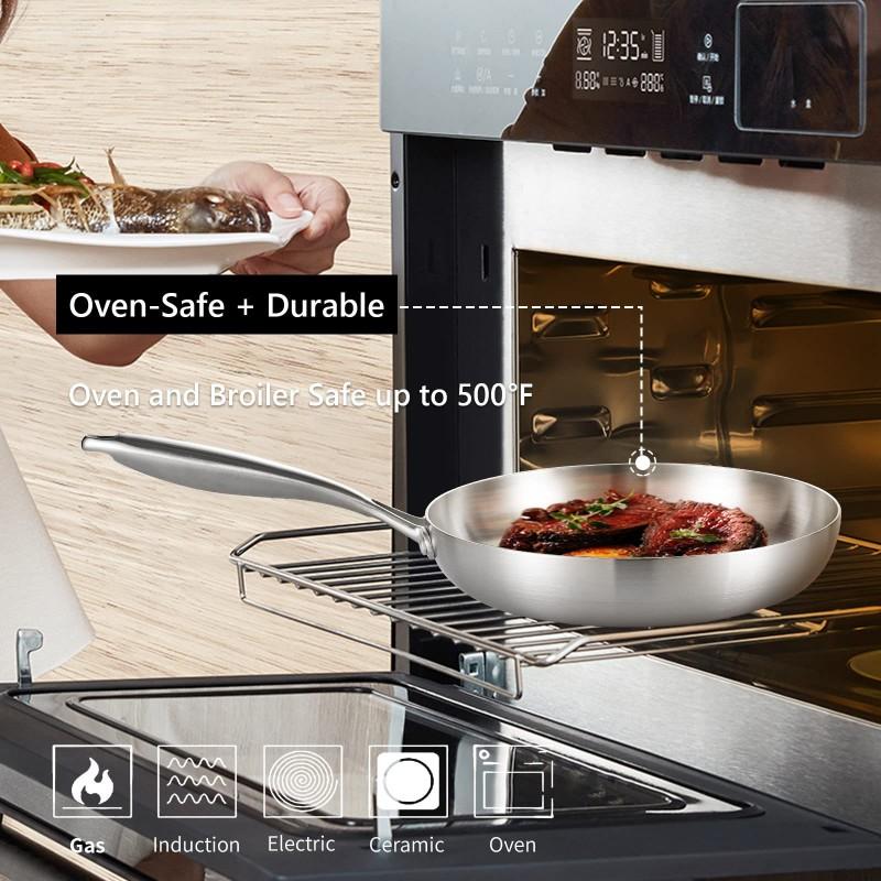 304 Stainless Steel Non Stick Pan For Frying Steak Uncoated Kitchen Cookware Suitable For Gas Stoves And Induction Cookers