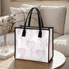 Cute Pink Heart Balloon Printed Tote Bag for Daily Use