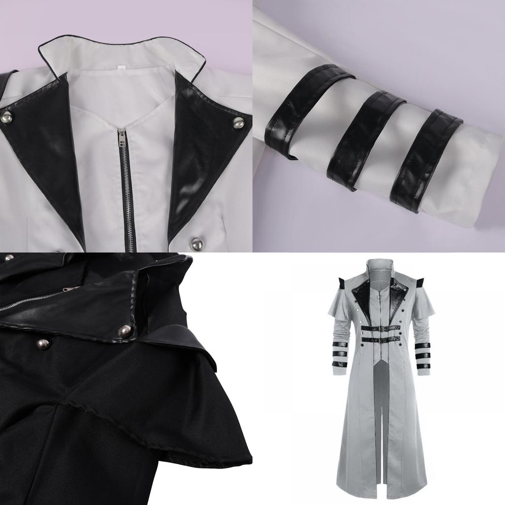 Retro Long Woolen Coat With Split Design For Stage Plays And Fashion Shoots
