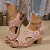 Fashion Summer New Thick High Heels Sandals Women Cross Band Fashion Beach Sandals Hook Loop Anti-Slip Platform Shoes Sandalias De Mujer