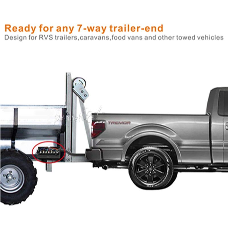 Audew 7 Way 8ft Trailer Cord Wire Junction Box Truck Harness RV Light Plug Cable 8ft Trailer Cable with Junction Box