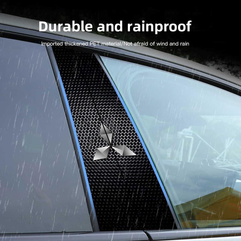 2Pcs Car Center Pillar Stickers Auto Logo B-Pillar Decals Decorative For Mitsubishi L200 ASX Pajero Outlander Xpander Lancer EVO