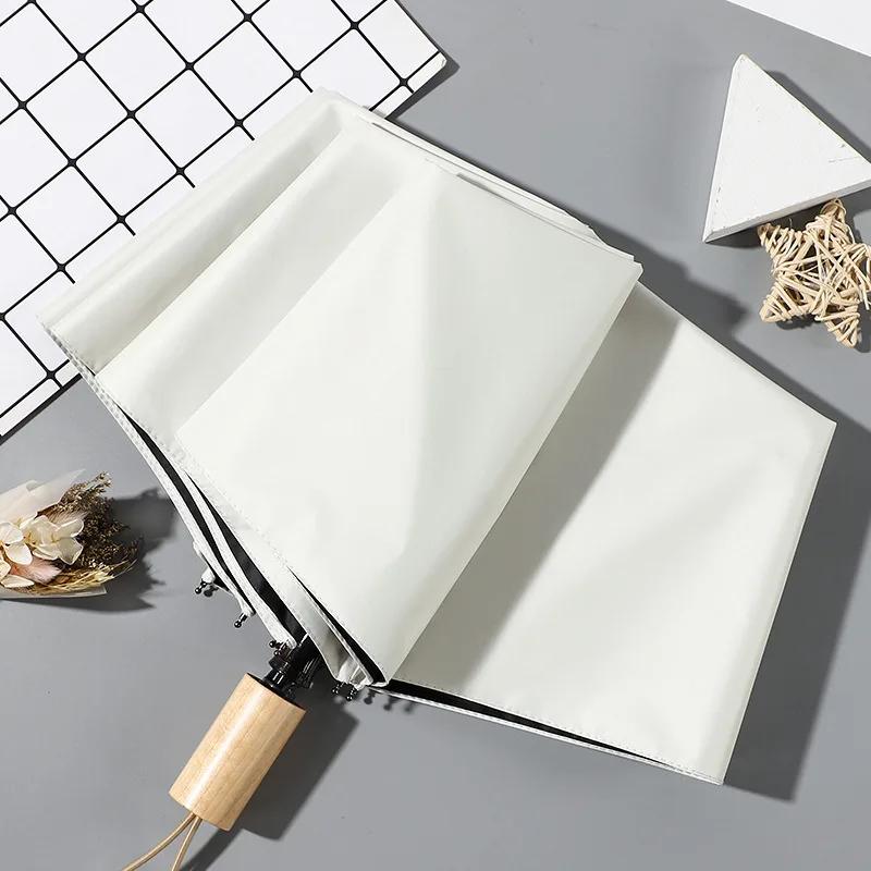 Manual Vinyl Tanning UV Resistant Folding Sun UMBRELLA, Retro Wind Resistant, Waterproof Coating, Sunshine and Rain Women