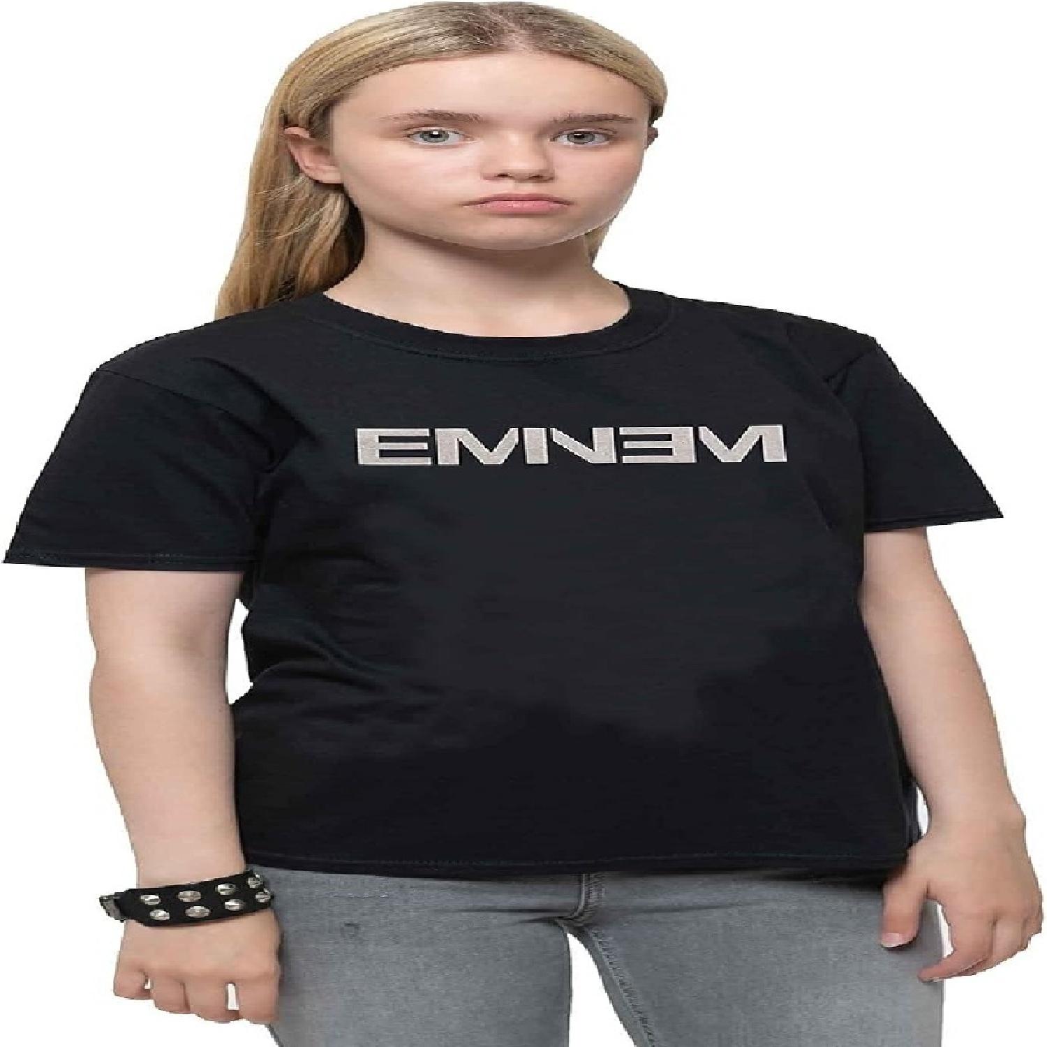 Детская футболка Eminem Классический логотип Логотип Новый Официальный Черный Возраст 3-14 лет S чёрный