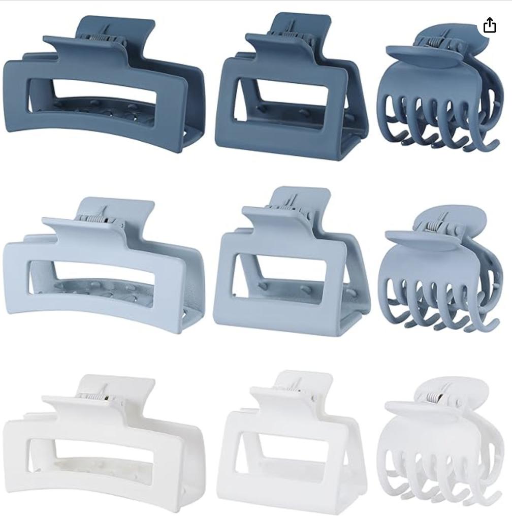 Matte Hair Clips for Women and Girls - Rectangle and Double Row Small Claw Clips for Thin/Medium Fine Hair - Nonslip Jaw Clips
