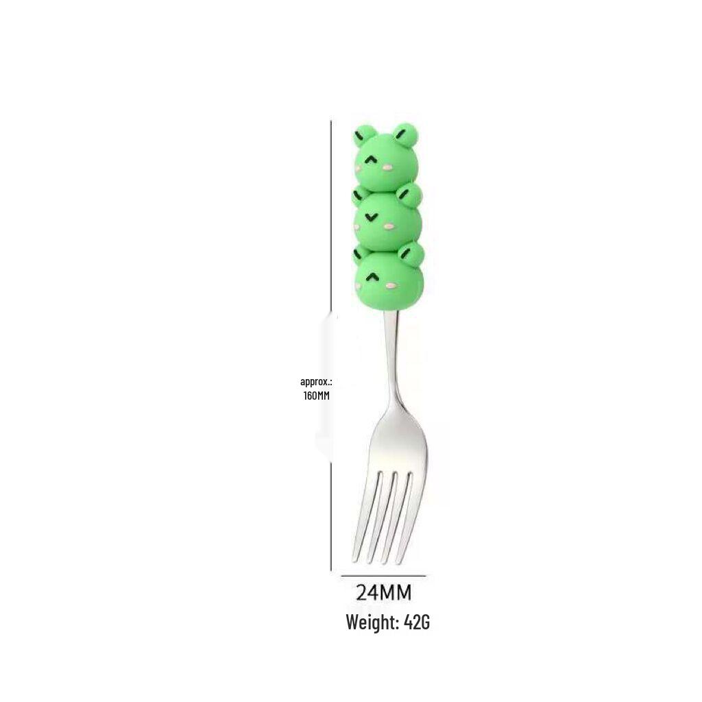 2304 Stainless Steel Cartoon Spoon Fork - Stackable, Cute, Kids' Christmas Soup Utensil