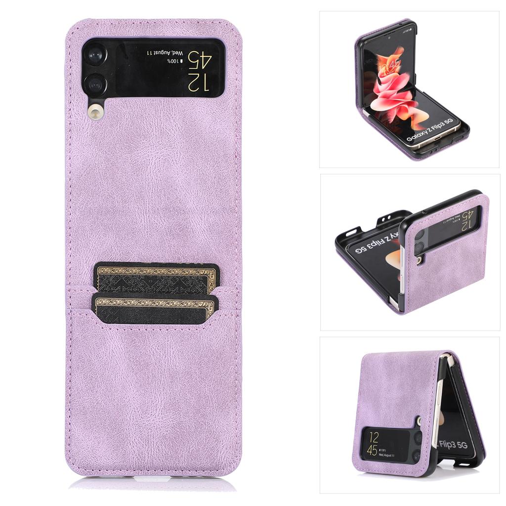 Suitable for Samsung Z FLIP4 Folding Card Skin Feeling Mobile Phone Case Z FLIP3 Retro Leather Multi Card Anti Fall Case