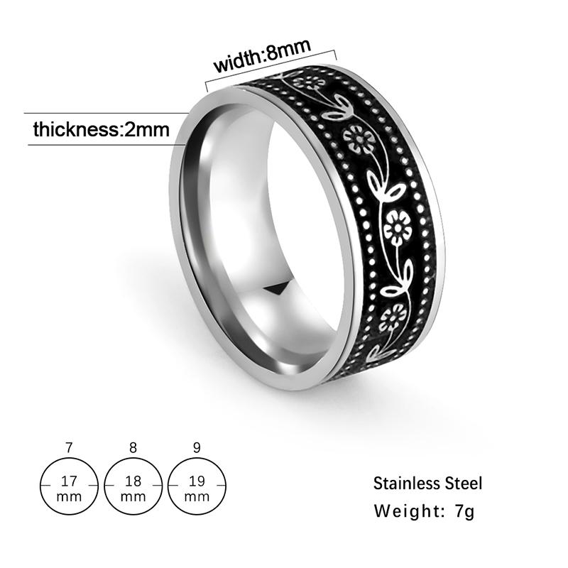 Old Style Retro Viking Rings Vintage Black Norse Runes Jewelry Celtics Knot Ring for Women Men Unique Gift