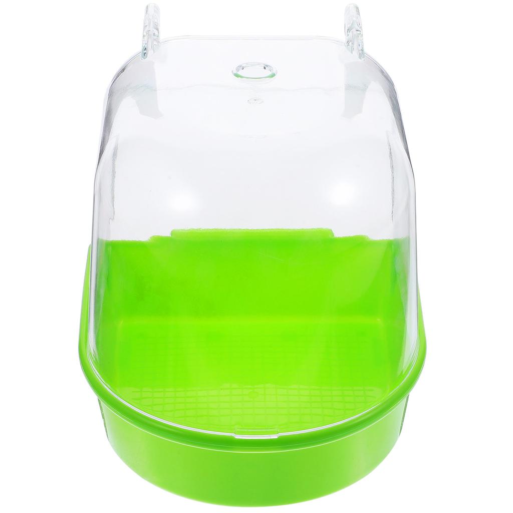 Bird Bath Covered for Small Birds Parrots Canary Cage Bathtub Plastic Semi Transparent Bath Shower Bowls Covered for Birds