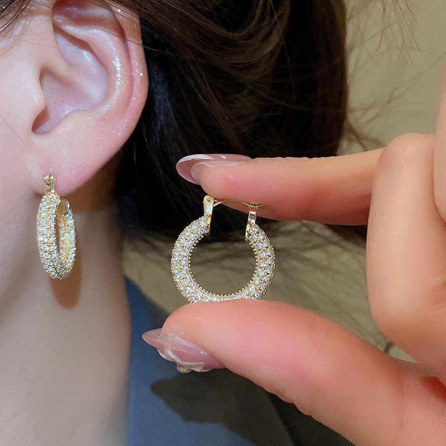 Elegant Zircon U-Shaped Earrings: Luxury Geometric Studs for Women