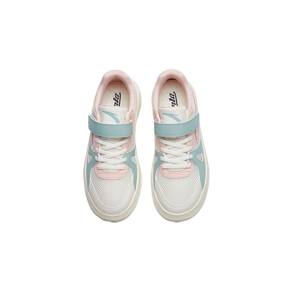 Anta Youth  Mesh Velcro Durable Low-Top Kids Skate Shoes Kids Sneaker White Pink Green A332118000C-6