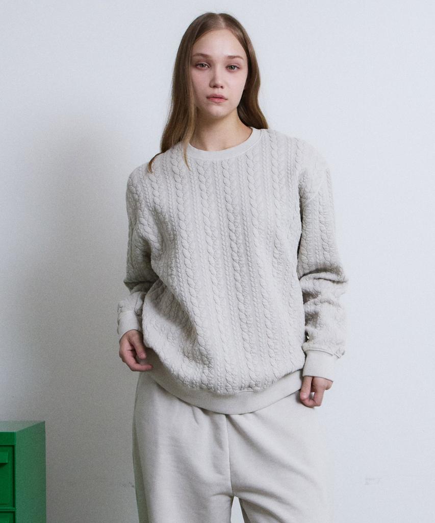 ADERNM Granma Cable Sweatshirts (Beige)