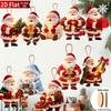 2D Flat Wooden Santa Claus Hanging Ornaments 10Pcs Cute Xmas Pendant for Christmas Wreath Tree Home Decor